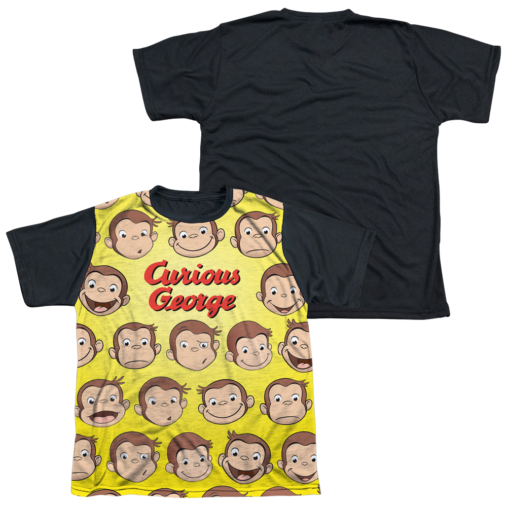 Curious George Curious Faces - Youth Black Back T-Shirt Youth Black Back T-Shirt (Ages 8-12) Curious George