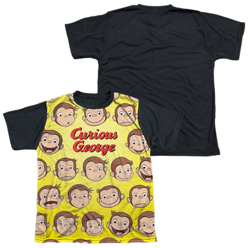 Curious George Curious Faces youth black back t-shirt for ages 8 to 12