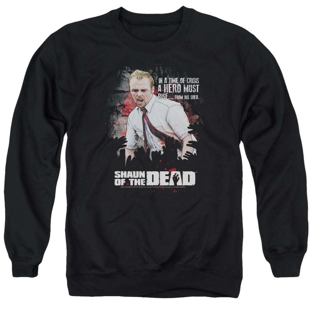 Shaun of the Dead Hero Must Rise - Men's Crewneck Sweatshirt Men's Crewneck Sweatshirt Shaun of the Dead