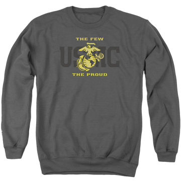 Charcoal men's crewneck sweatshirt with U.S. Marine Corps Split Tag graphic