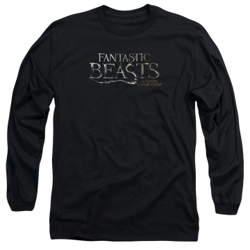 Black men's long sleeve t-shirt with Fantastic Beasts Logo graphic