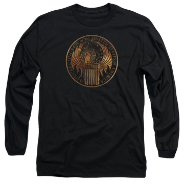 Black men's long sleeve t-shirt with Fantastic Beasts Magical Congress Crest graphic