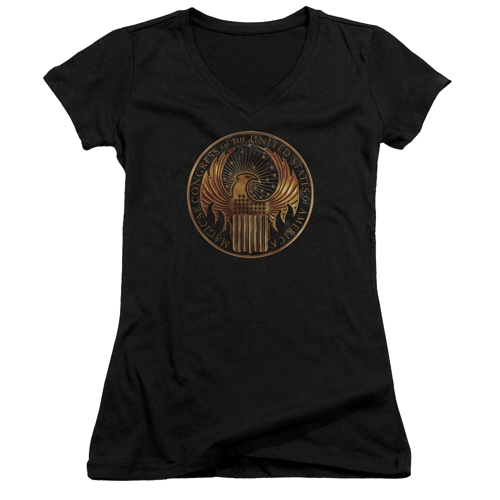 Fantastic Beasts Magical Congress Crest - Juniors V-Neck T-Shirt Juniors V-Neck T-Shirt Fantastic Beasts