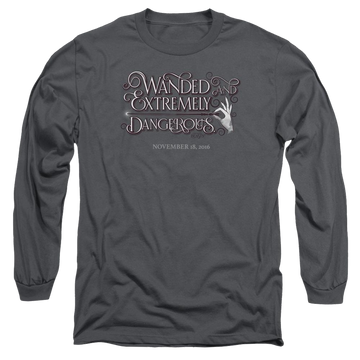 Charcoal men's long sleeve t-shirt with Fantastic Beasts Wanded graphic