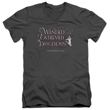 Charcoal men's v-neck t-shirt with Fantastic Beasts Wanded graphic