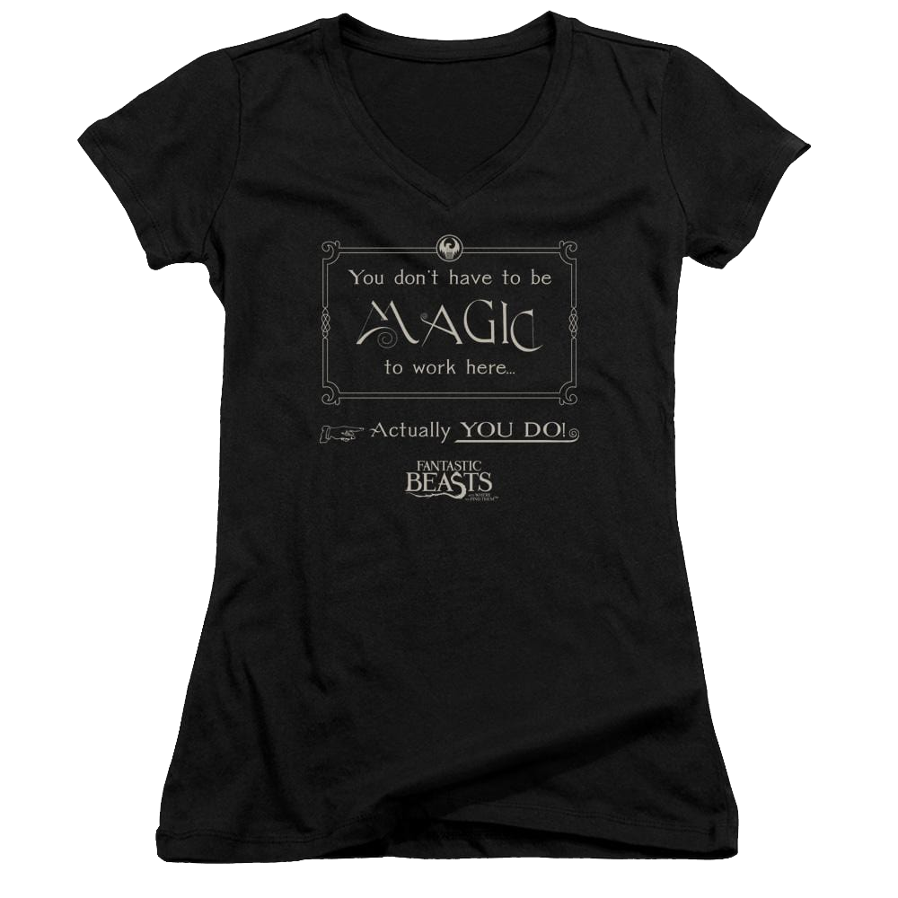 Fantastic Beasts Magic To Work Here - Juniors V-Neck T-Shirt Juniors V-Neck T-Shirt Fantastic Beasts
