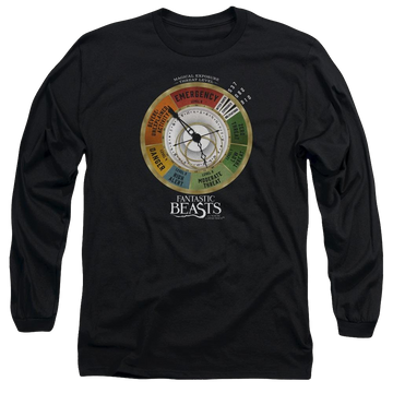 Black men's long sleeve t-shirt with Fantastic Beasts Threat Gauge graphic