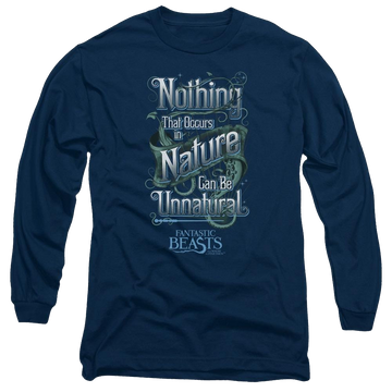 Navy men's long sleeve t-shirt with Fantastic Beasts Unnatural graphic