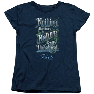 Navy women's t-shirt with Fantastic Beasts Unnatural graphic