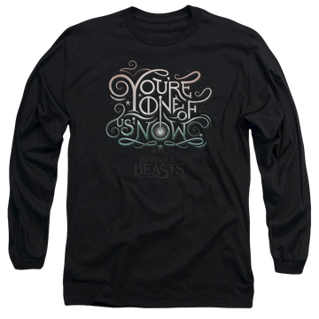 Black men's long sleeve t-shirt with Fantastic Beasts One Of Us graphic