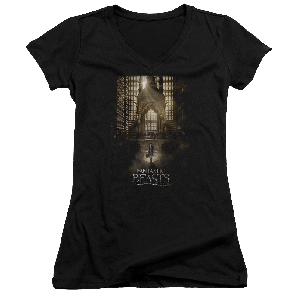 Fantastic Beasts Poster - Juniors V-Neck T-Shirt Juniors V-Neck T-Shirt Fantastic Beasts