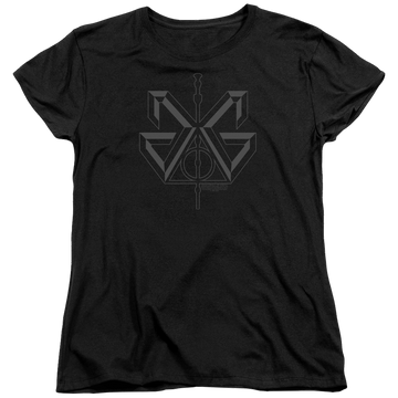 Black women's t-shirt with Fantastic Beasts And The Crimes Of Grindlewald Grindelwald Sigil graphic