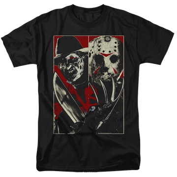 Black men's regular fit t-shirt with Freddy vs Jason Vs graphic