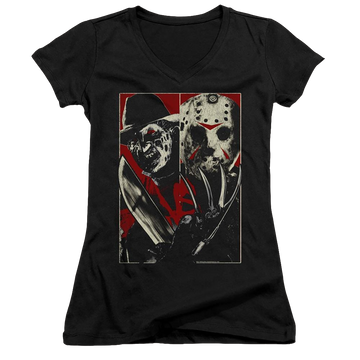 Freddy Vs Jason Vs - Juniors V-Neck T-Shirt Juniors V-Neck T-Shirt Freddy vs Jason