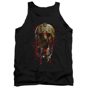 Black men's tank with Freddy vs Jason Mask And Claws graphic