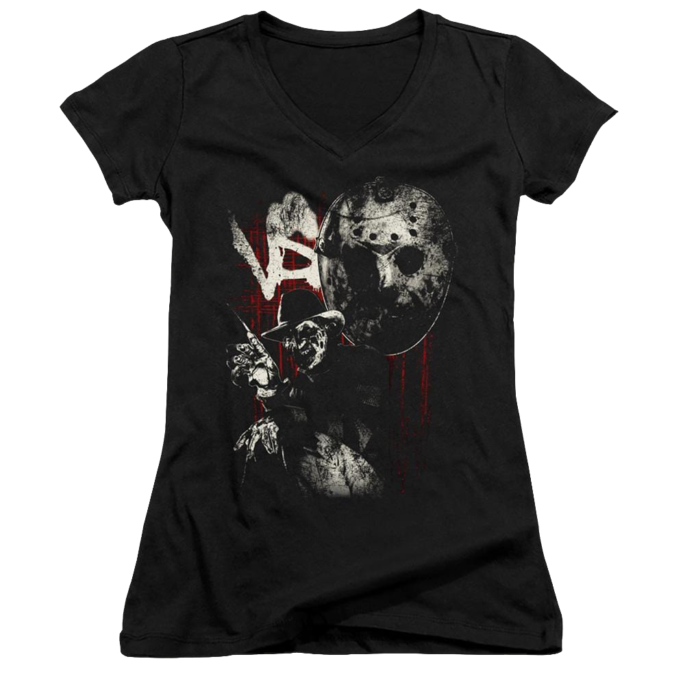Freddy Vs Jason Scratches - Juniors V-Neck T-Shirt Juniors V-Neck T-Shirt Freddy vs Jason