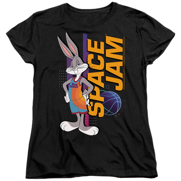 Black women's t-shirt with Space Jam - A New Legacy Bugs Standing graphic