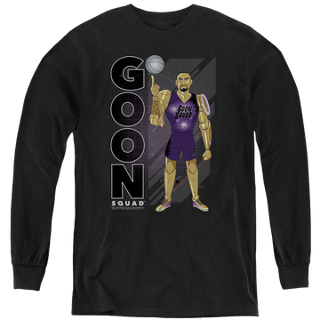 Black youth long sleeve t-shirt with Space Jam - A New Legacy Goon Squad Chronos graphic