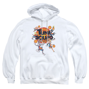 White pullover hoodie with Space Jam - A New Legacy Tune Squad Group graphic