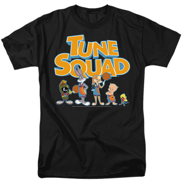 Black men's regular fit t-shirt with Space Jam - A New Legacy Tune Squad Letters graphic