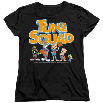 Black women's t-shirt with Space Jam - A New Legacy Tune Squad Letters graphic