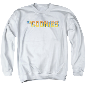 White men's crewneck sweatshirt with The Goonies Logo graphic
