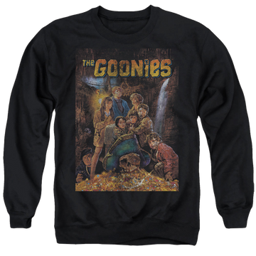 Black men's crewneck sweatshirt with The Goonies Poster graphic