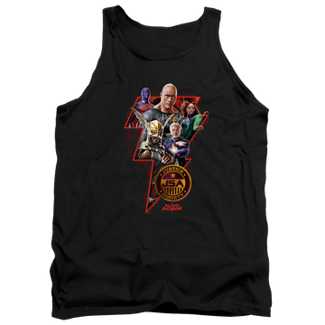 Black men's tank with Black Adam Character Bolt graphic