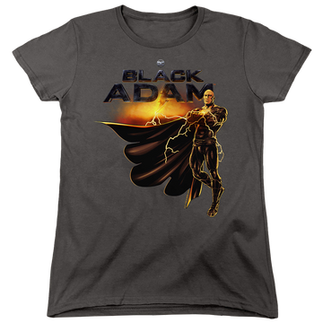 Charcoal women's t-shirt with Black Adam Logo With Character graphic