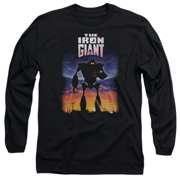 Black men's long sleeve t-shirt with The Iron Giant Poster graphic