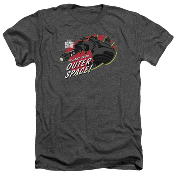 Charcoal men's heather t-shirt with The Iron Giant Outer Space graphic