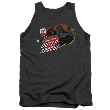 Charcoal men's tank with The Iron Giant Outer Space graphic