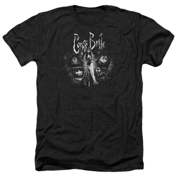 Charcoal men's heather t-shirt with Corpse Bride Bride To Be graphic