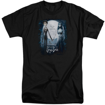 Black men's tall fit t-shirt with Corpse Bride Poster graphic
