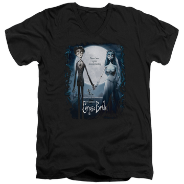 Black men's v-neck t-shirt with Corpse Bride Poster graphic