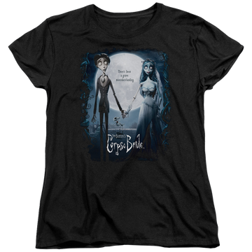 Black women's t-shirt with Corpse Bride Poster graphic