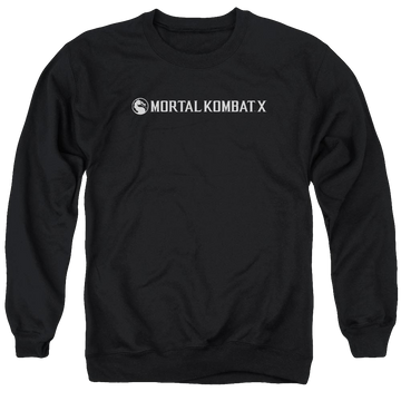 Black men's crewneck sweatshirt with Mortal Kombat Horizontal Logo graphic