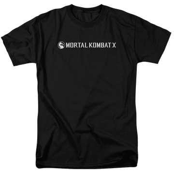 Black men's regular fit t-shirt with Mortal Kombat Horizontal Logo graphic