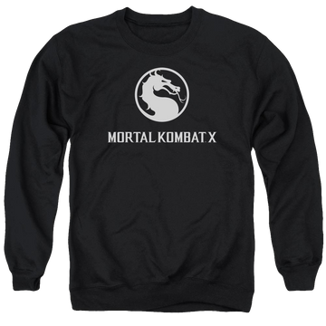 Black men's crewneck sweatshirt with Mortal Kombat Dragon Logo graphic