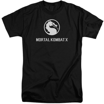 Black men's tall fit t-shirt with Mortal Kombat Dragon Logo graphic