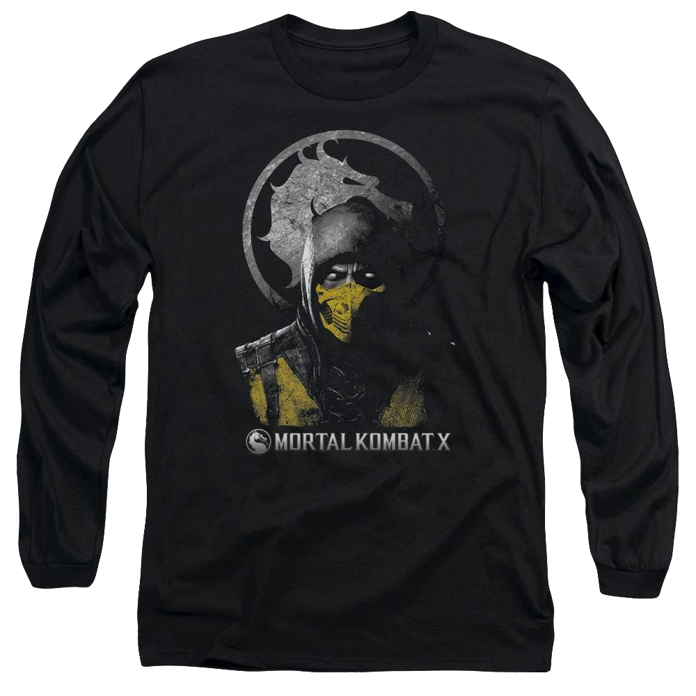 Mortal Kombat Scorpion Bust Men's Long Sleeve T-Shirt Men's Long Sleeve T-Shirt Mortal Kombat