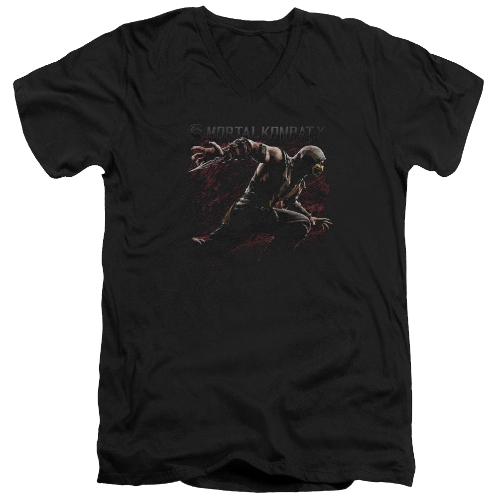 Mortal Kombat Scorpion Lunge Men's V-Neck T-Shirt Men's V-Neck T-Shirt Mortal Kombat