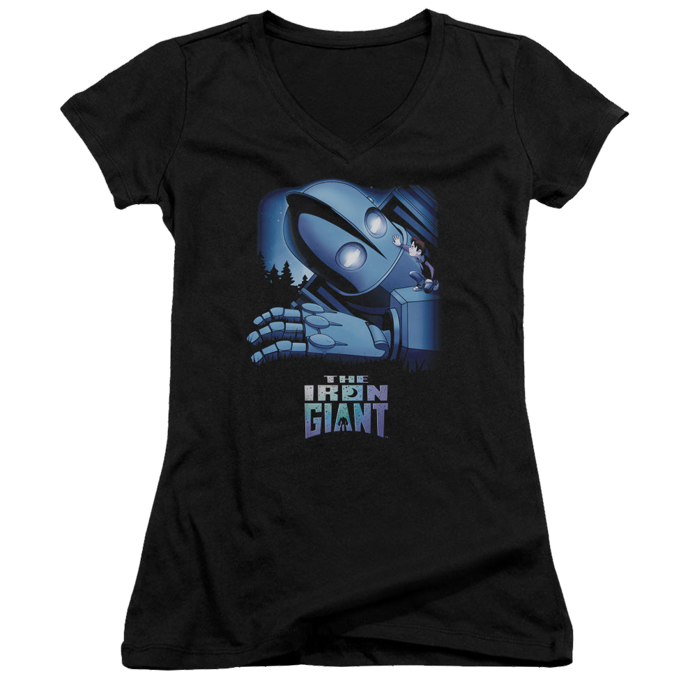 Iron Giant, The Giant And Hogarth - Juniors V-Neck T-Shirt Juniors V-Neck T-Shirt The Iron Giant