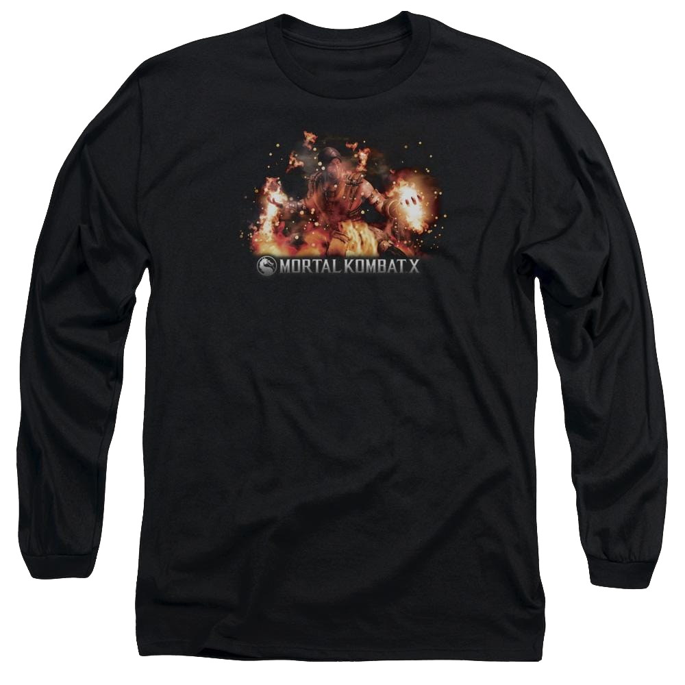Mortal Kombat Scorpio Flames Men's Long Sleeve T-Shirt Men's Long Sleeve T-Shirt Mortal Kombat