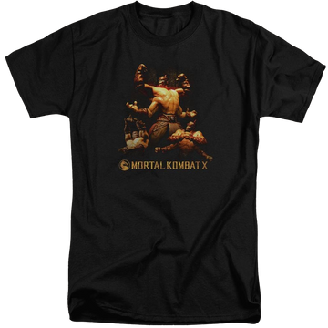 Black men's tall fit t-shirt with Mortal Kombat Goro graphic