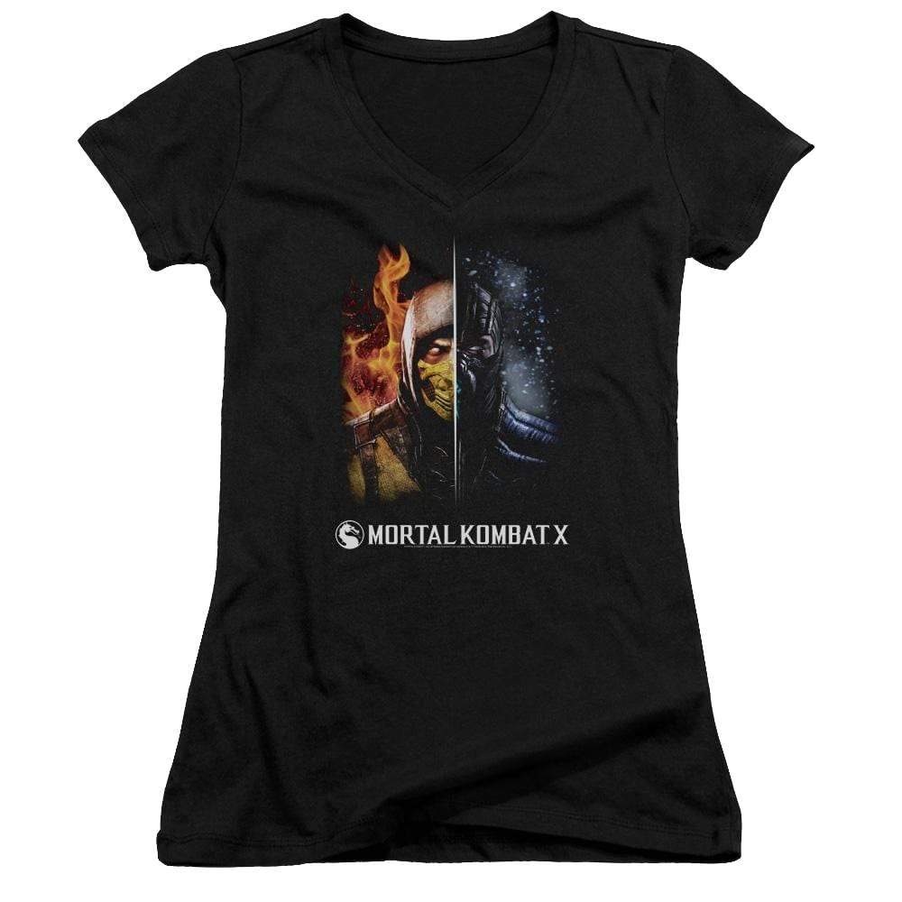 Mortal Kombat Fire And Ice Juniors V-Neck T-Shirt Juniors V-Neck T-Shirt Mortal Kombat