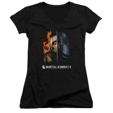 Mortal Kombat Fire And Ice Juniors V-Neck T-Shirt Juniors V-Neck T-Shirt Mortal Kombat