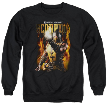 Black men's crewneck sweatshirt with Mortal Kombat Scorpion graphic