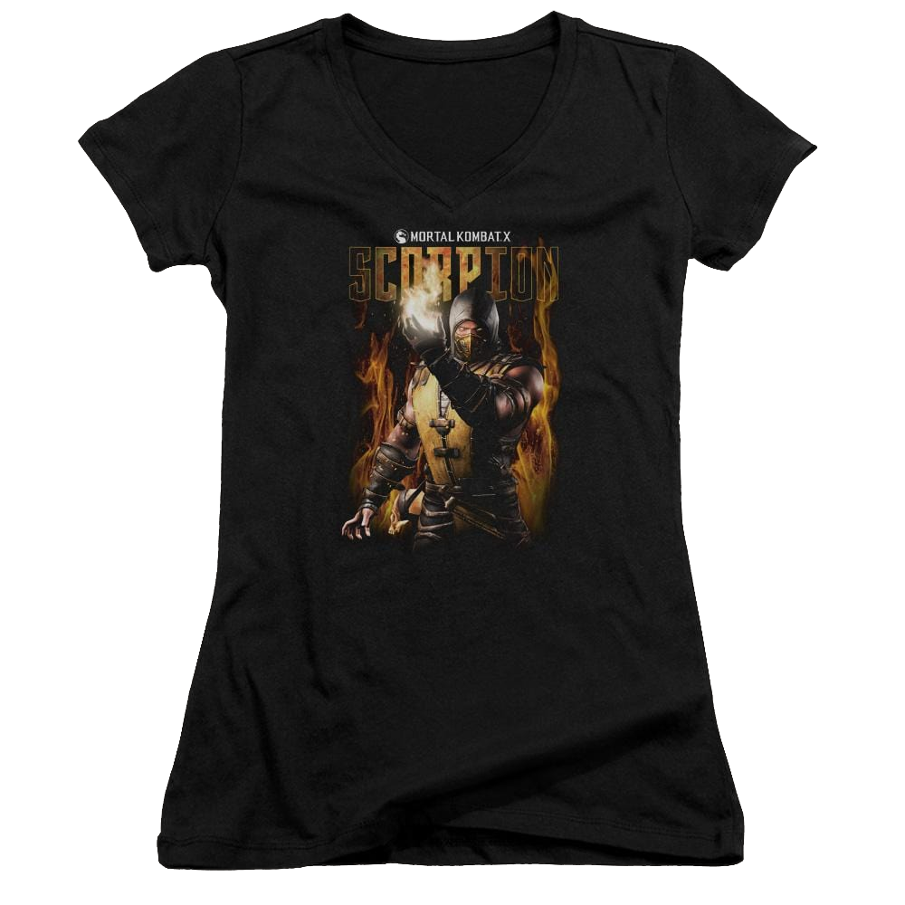 Mortal Kombat Scorpion Juniors V-Neck T-Shirt Juniors V-Neck T-Shirt Mortal Kombat