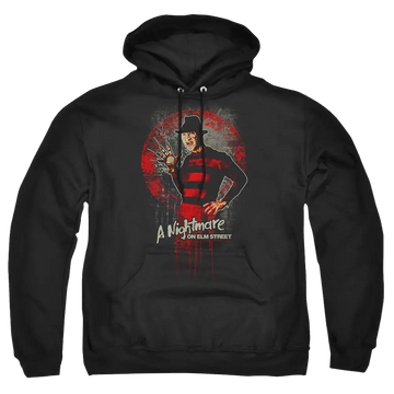 Black pullover hoodie with A Nightmare on Elm Street This Is God graphic